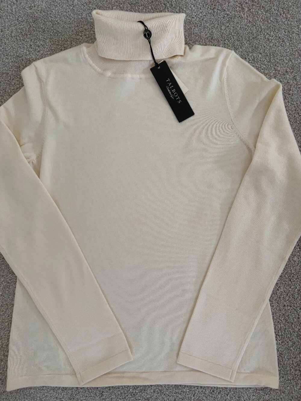 Turtleneck Fine Gauge Knit Ivory Sweater